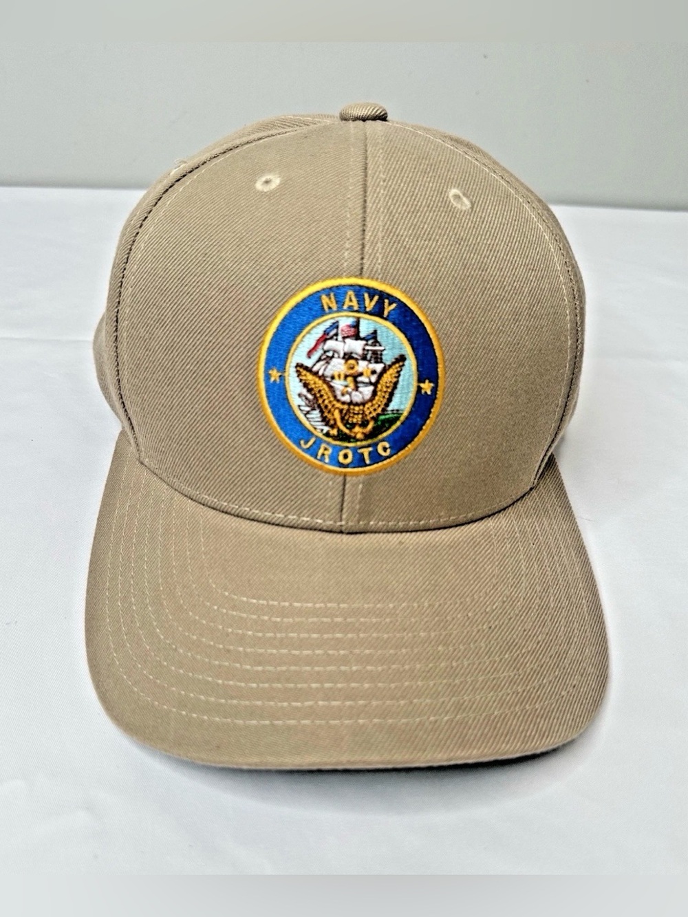 The Vanguard Navy Junior ROTC Beige Baseball Cap Hat Adjustable Strap - New